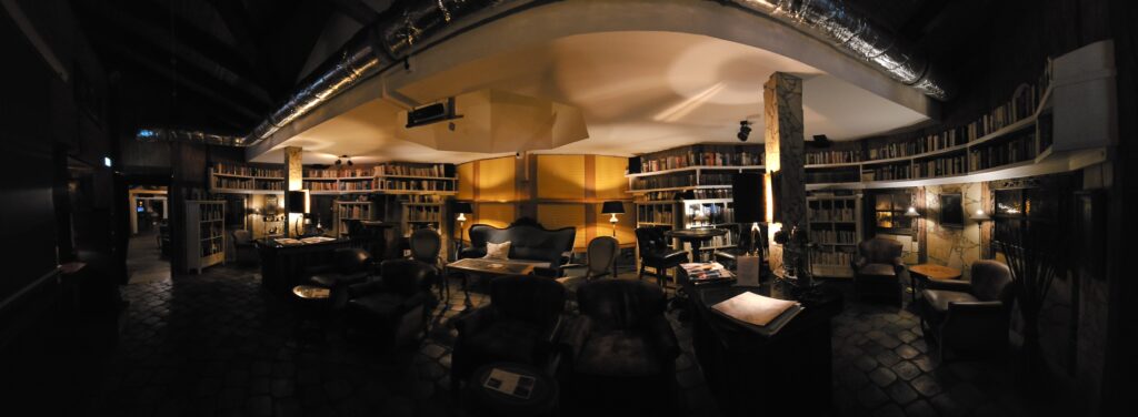 Panorama der Bibliothek und des Heimkinos im Seeschlößchen – Babymoon Senftenberg